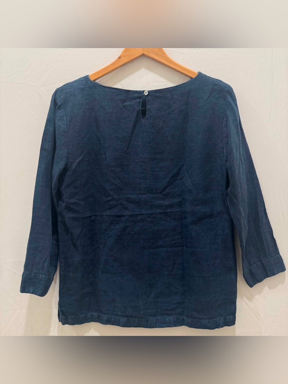 Bleu De Cocagne Atelier French Luxury Navy Long-Sleeve 100% Linen Top Women S View 2